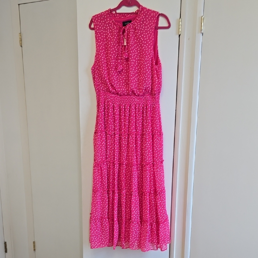 Pink Polka Dot Sleeveless Dress